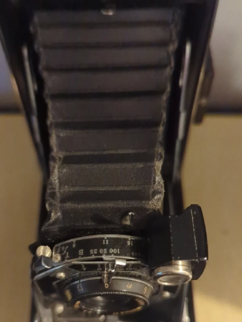 Vintage 1930s Kodak Folding Bellows Camera in Black and Chrome